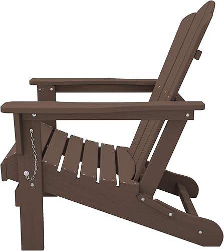 Vista 116 de KINGYES - Silla Adirondack plegable, sillas de patio de polietileno de alta densidad para todo tipo de clima, silla de césped con textura de madera
