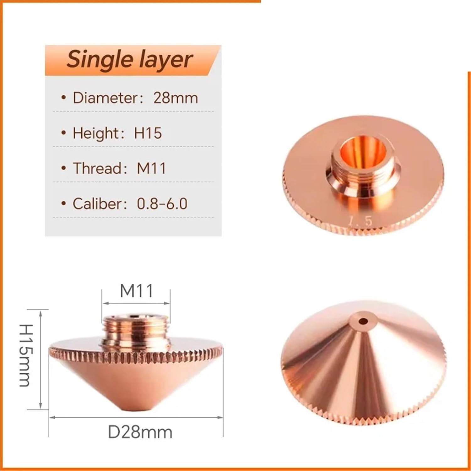 Fiber Laser Nozzle D28 M11 H15 For Head BM110 BT220 BM06K Single Double Chromed 2.0 1.5 1.8 1.4 1.2 10Pcs
