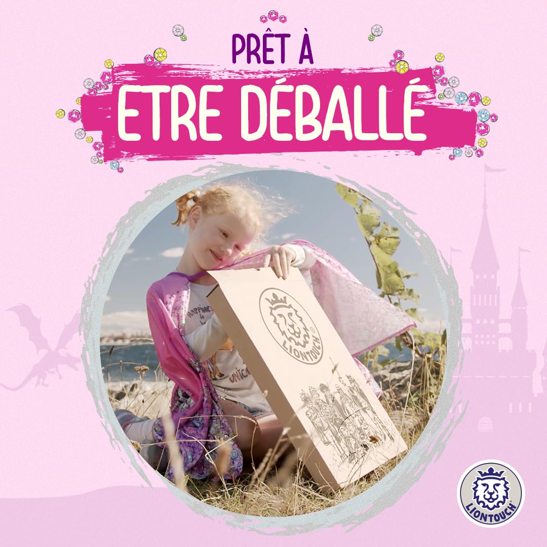 Liontouch - Épée et Bouclier de Princesse en Cristal pour Filles - 3-8 Ans | Jouet Médiéval en Mousse Rose et Argent Style Lionne | Accessoires d'Armes Sûres pour Déguisements et Costumes Royaux