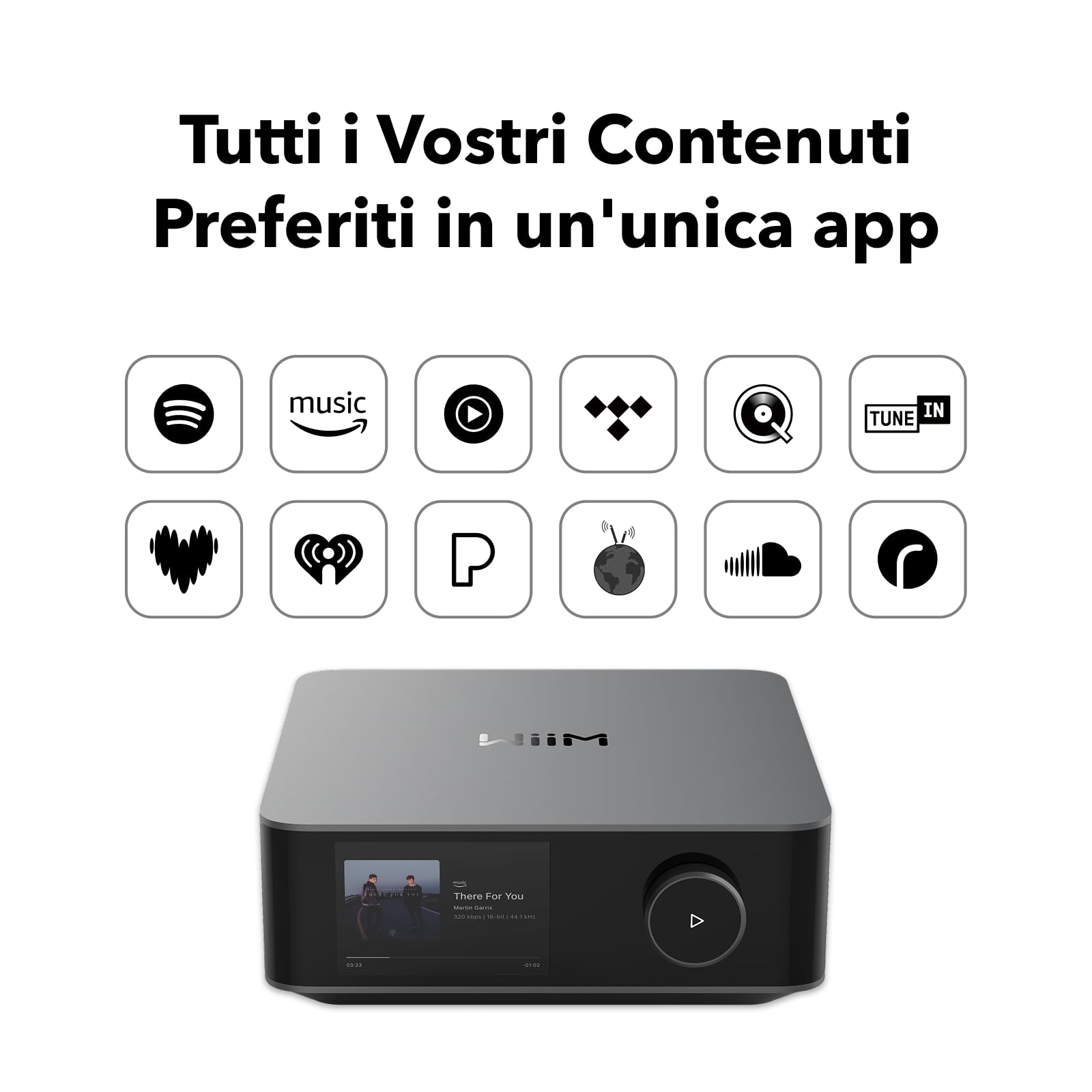 WiiM Amp Ultra Amplificatore Streaming 100W DAC ESS ES9039Q2M TPA3255 HDMI ARC Grigio