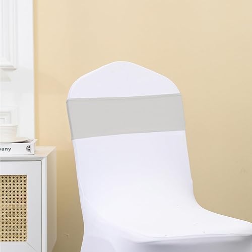 Vista 31 de Bandas negras para silla, 50 unidades, bandas elásticas de elastano con hebillas deslizantes, lazos elásticos universales para sillas para boda