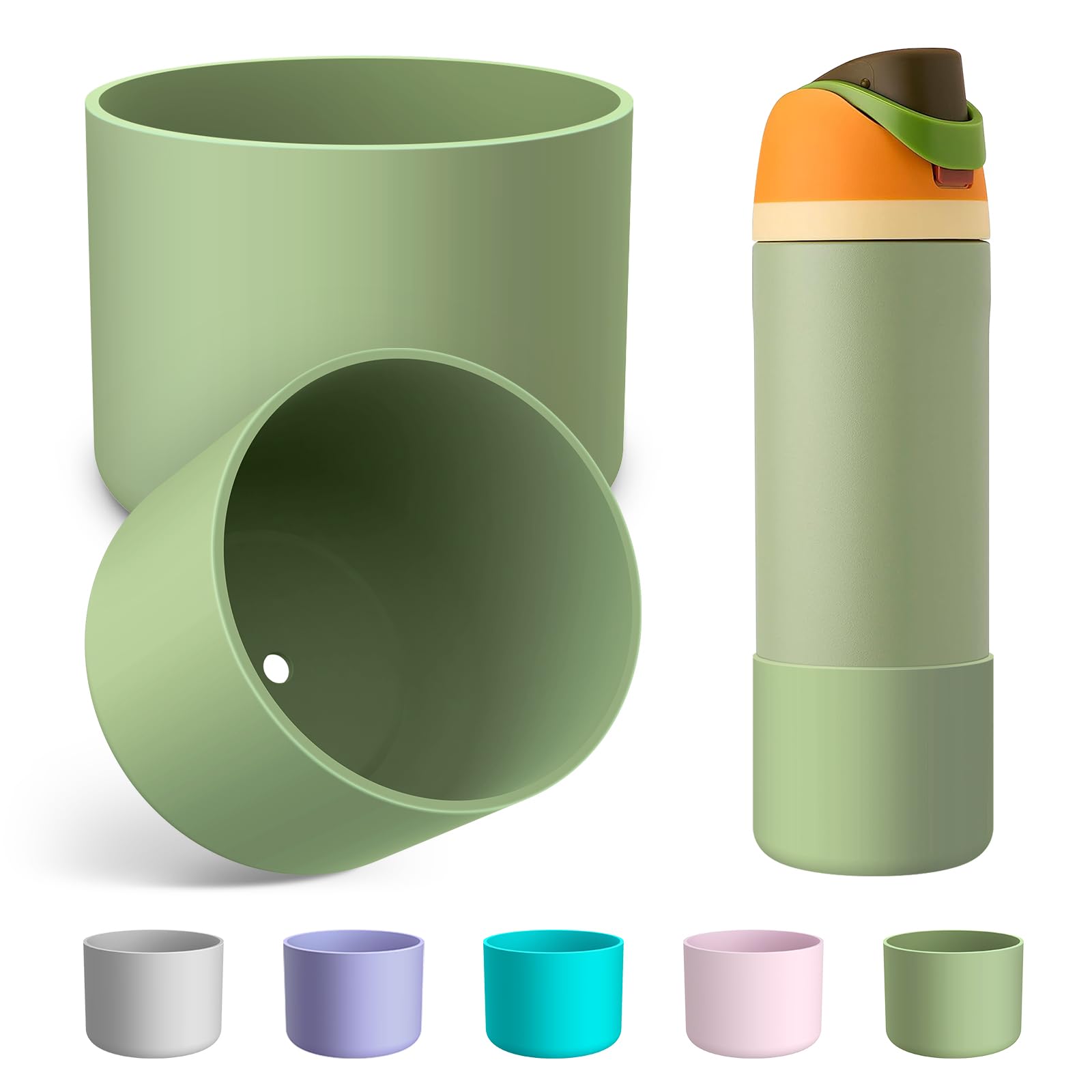 Alwenid 2PCS Silicone Water Bottle Boot for Owala 24oz 32oz 40oz, Anti-Slip Protective Sleeve Bottom Bumper Protector for FreeSip, Twist, and Flip