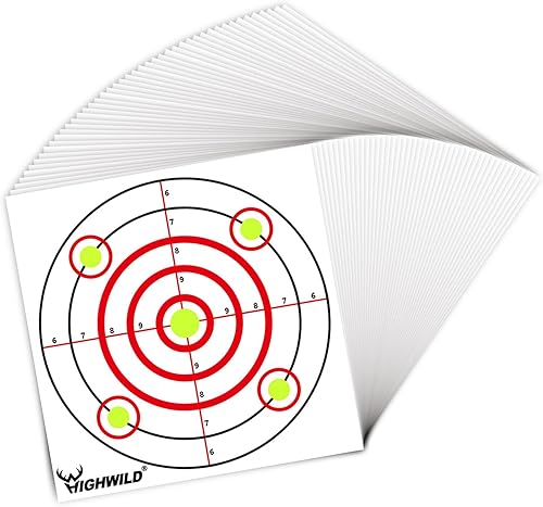 Miniatura 4 de Highwild Objetivos de papel de disparo Bullseye - para rifle de airepistola de aire comprimido para práctica de balas trampas - 11 x 11 pulgadas,