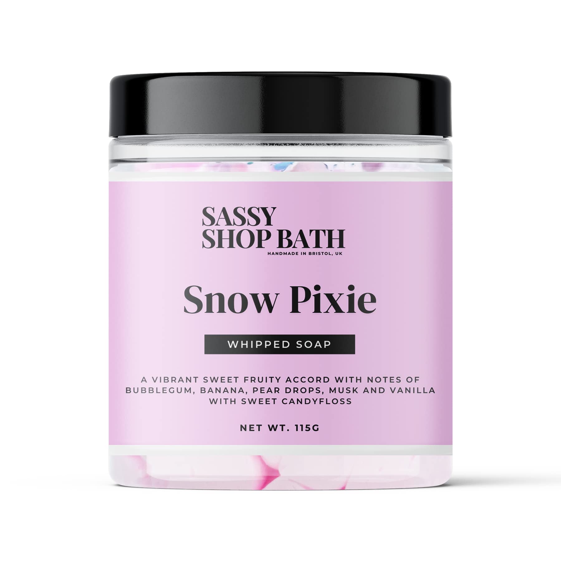Sassy Shop WaxBath - Snow Pixie Whipped Soap - 115g - Handmade air-whipped soap for hands & body - Also suitable as a shaving foam - Long lasting fragrance.