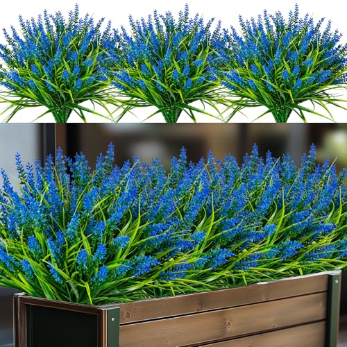 Artificial Flowers for Outdoor Plants 24Bundles Fake Lavender UV Resistant