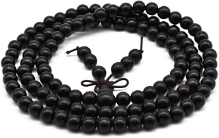 Unisex Natural Ebony Buddhist Prayer Bead Necklace Bracelet Tibetan Prayer Mala Beaded Black, 6 month, Wood, wood