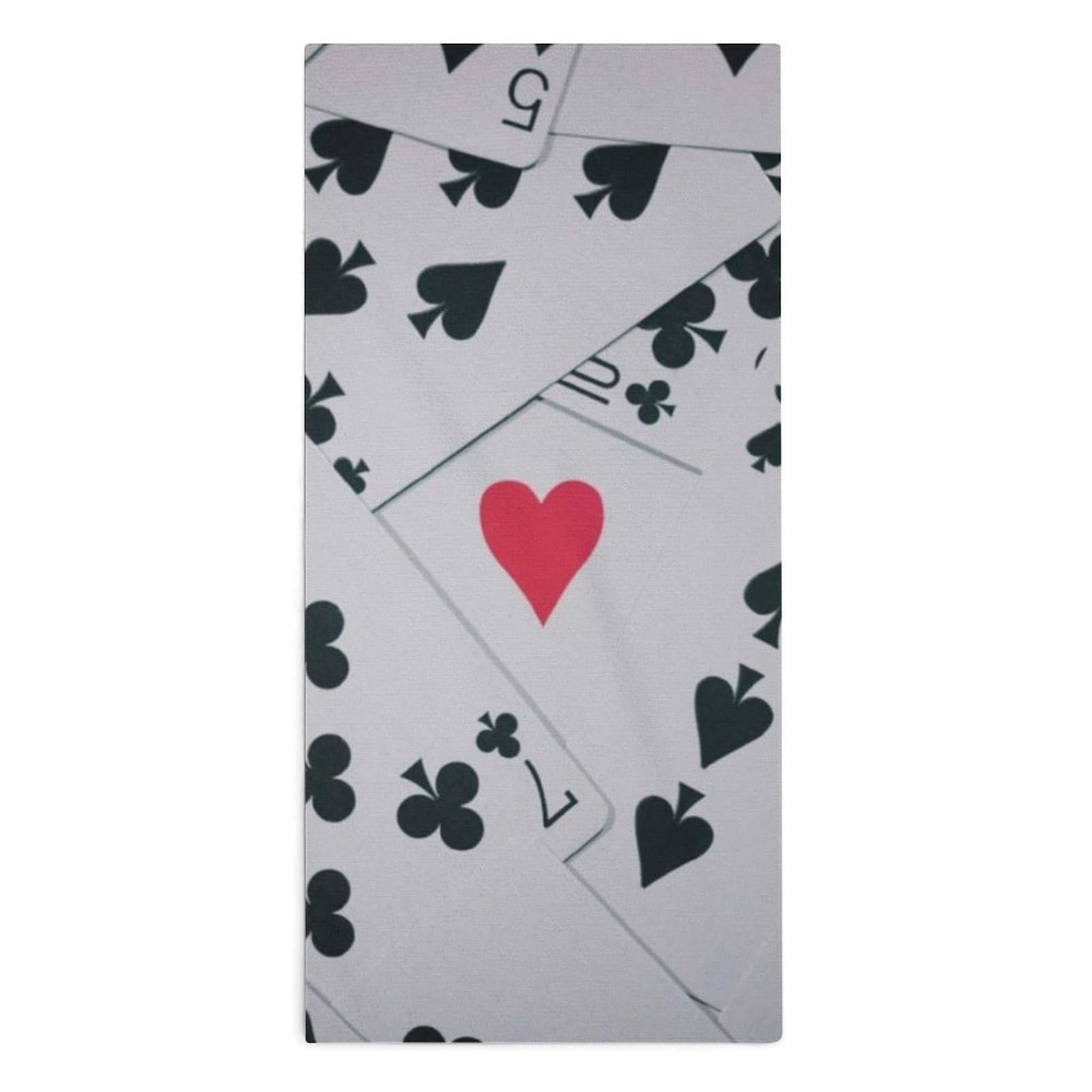 NCLQVJXZKHW Poker Playing Cards Hand Towels Soft Face Towel Gym Bathroom Travel Hotel 13"x28"