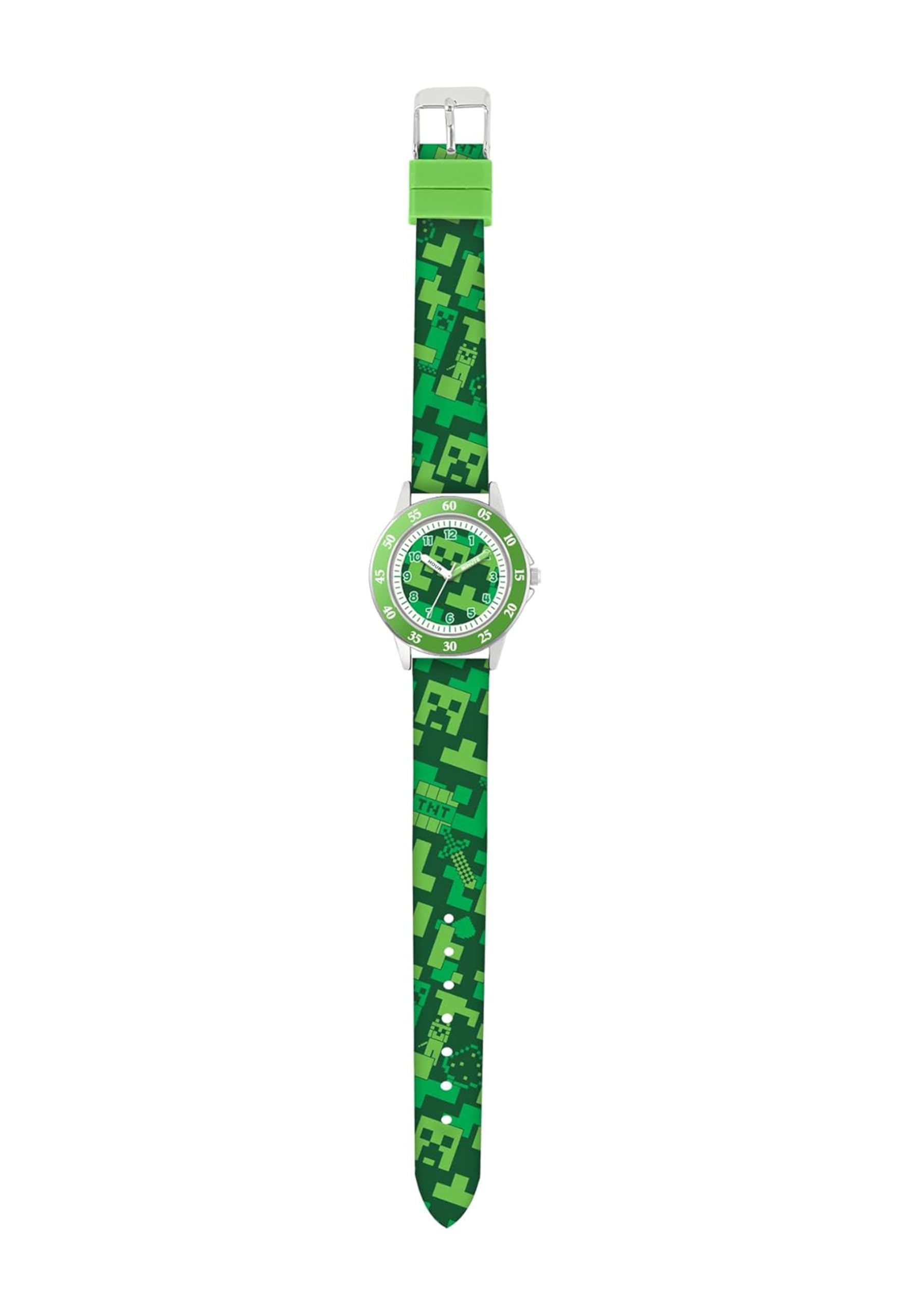Minecraft Creeper MIN9033 – Quartz Watch with Printed Strap, Green and Modern Green