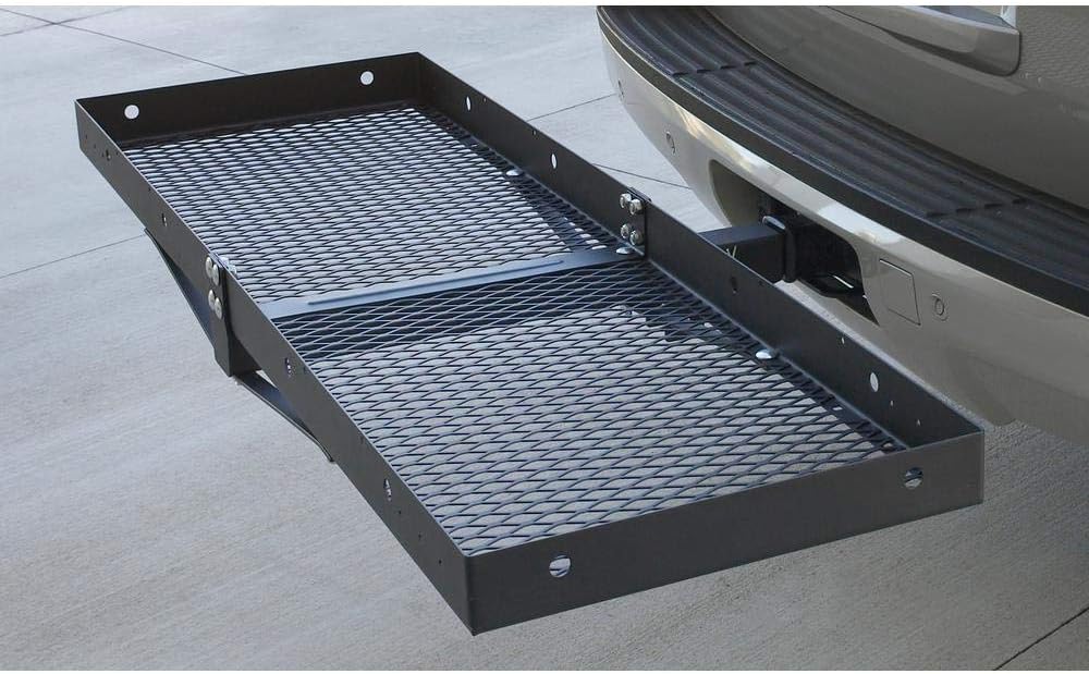 CargoLoc - 32501 Hitch Mount 60" x 19.5" Cargo Carrier, Fold-Up - 500 lbs Black