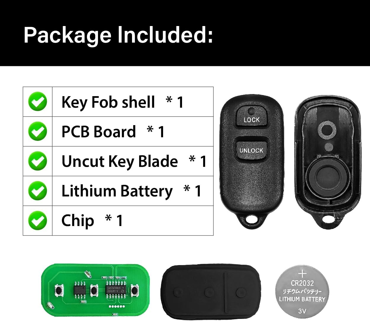 2 Keylessbest Replacement for Toyota Camry Solara Matrix Sienna Corolla Pontiac Vibe Key Fob Remote Control 2004 2005 2006 2007 2008 3 Buttons 314MHz GQ43VT14T,Black