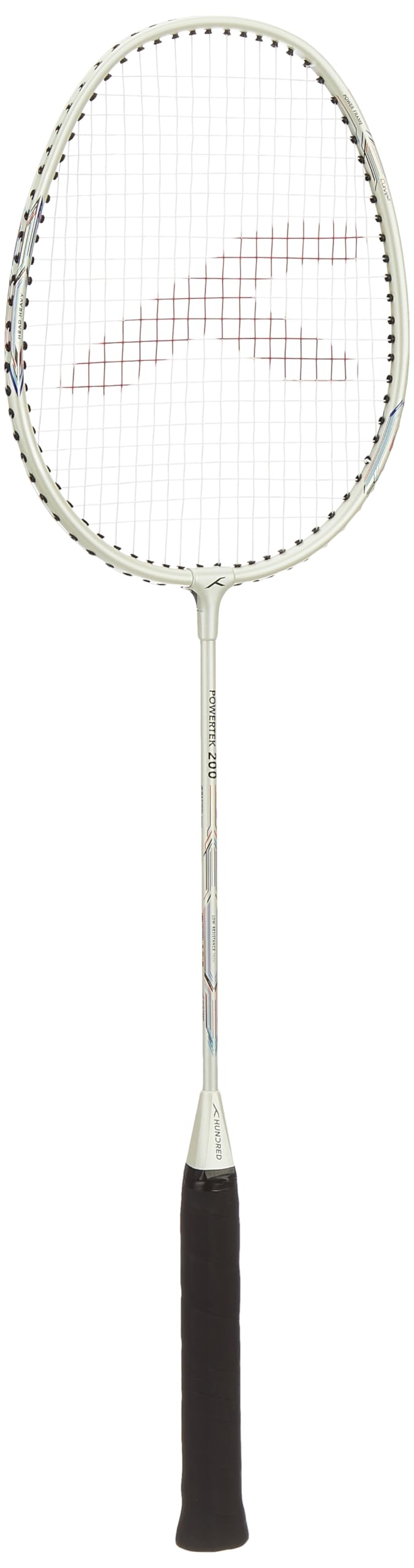 Hundred Aluminium Powertek 200 Badminton Racket with Head Cover (95G, White) 2