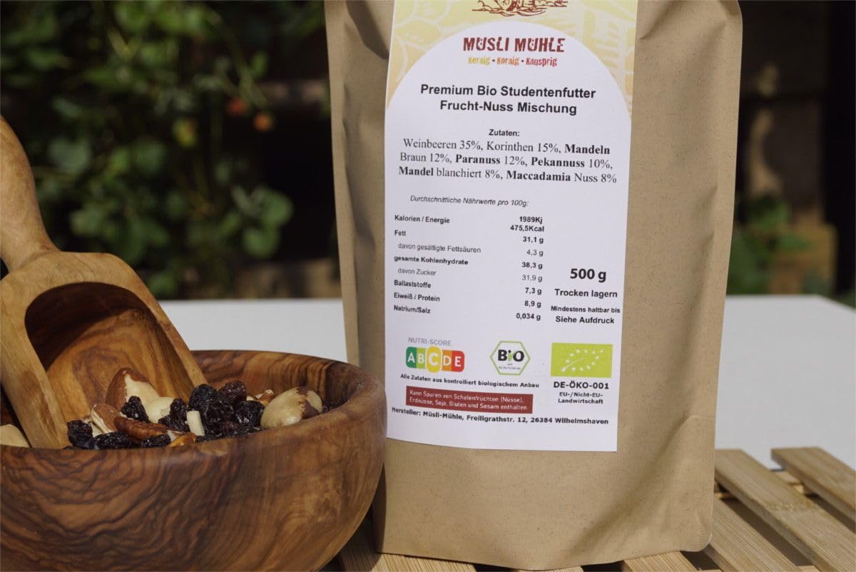 Müsli Mühle Bio Frucht-Nuss Mischung – Nüsse & Trockenfrüchte – 2500g | Für Müsli & als Snack – Nussmischung aus Weinbeeren, Mandeln, Paranüssen, Korinthen & mehr – ballaststoffreiche Proteinquelle