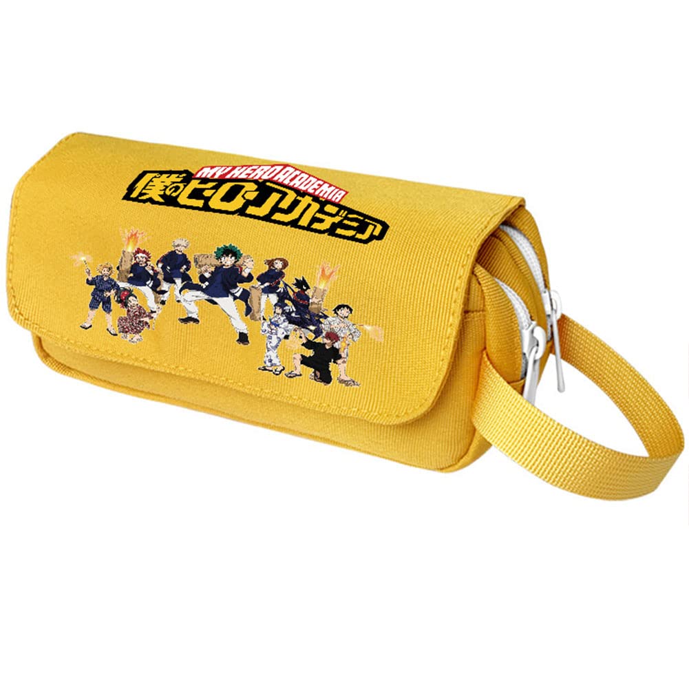 Zhongkaihua My Hero Academia Pencil Case Anime Midoriya Izuku/Todoroki Shouto Large Capacity Stationery Box Pencil Case Double Canvas Pen Pouch for Unisex Student Gift