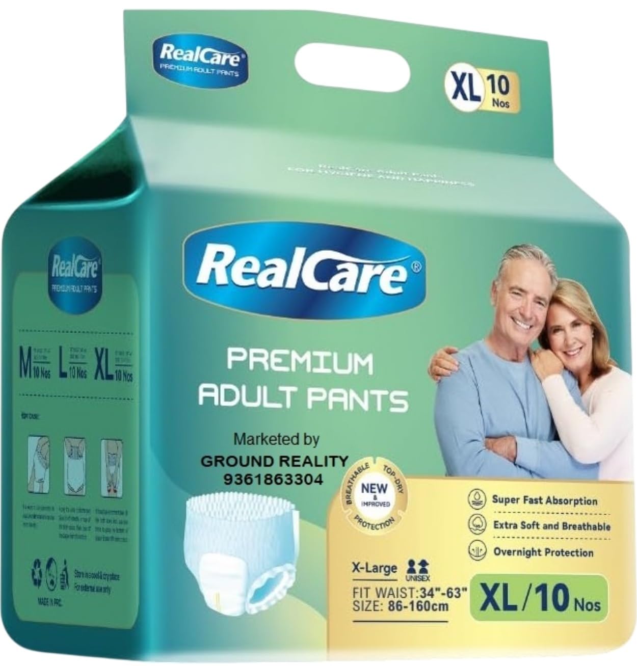 LADY HAWK Real Care XL Size (34-63 Inch, 86-160cms) Premium Class Adult Pull Ups Pant Style Diapers for Women Men with Advanced 3D Superior Absorbency Core Anti-Bacterial Pack of 1 (10)-image-14