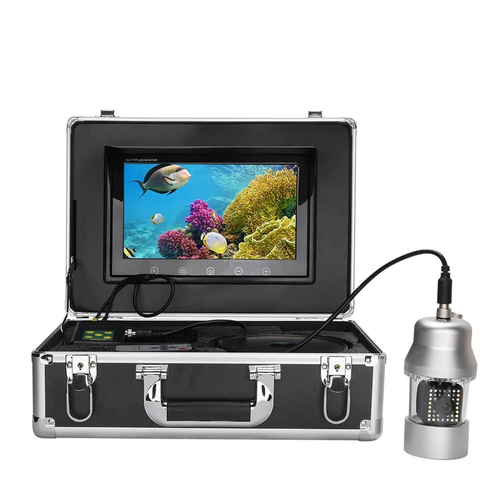 Cámara de pesca submarina de 9 pulgadas, 50 m/100 m, buscador de peces, IP68, resistente al agua, 38 LED, cámara giratoria de 360 ​​grados Vista clara(38 LEDs 50M Cable)