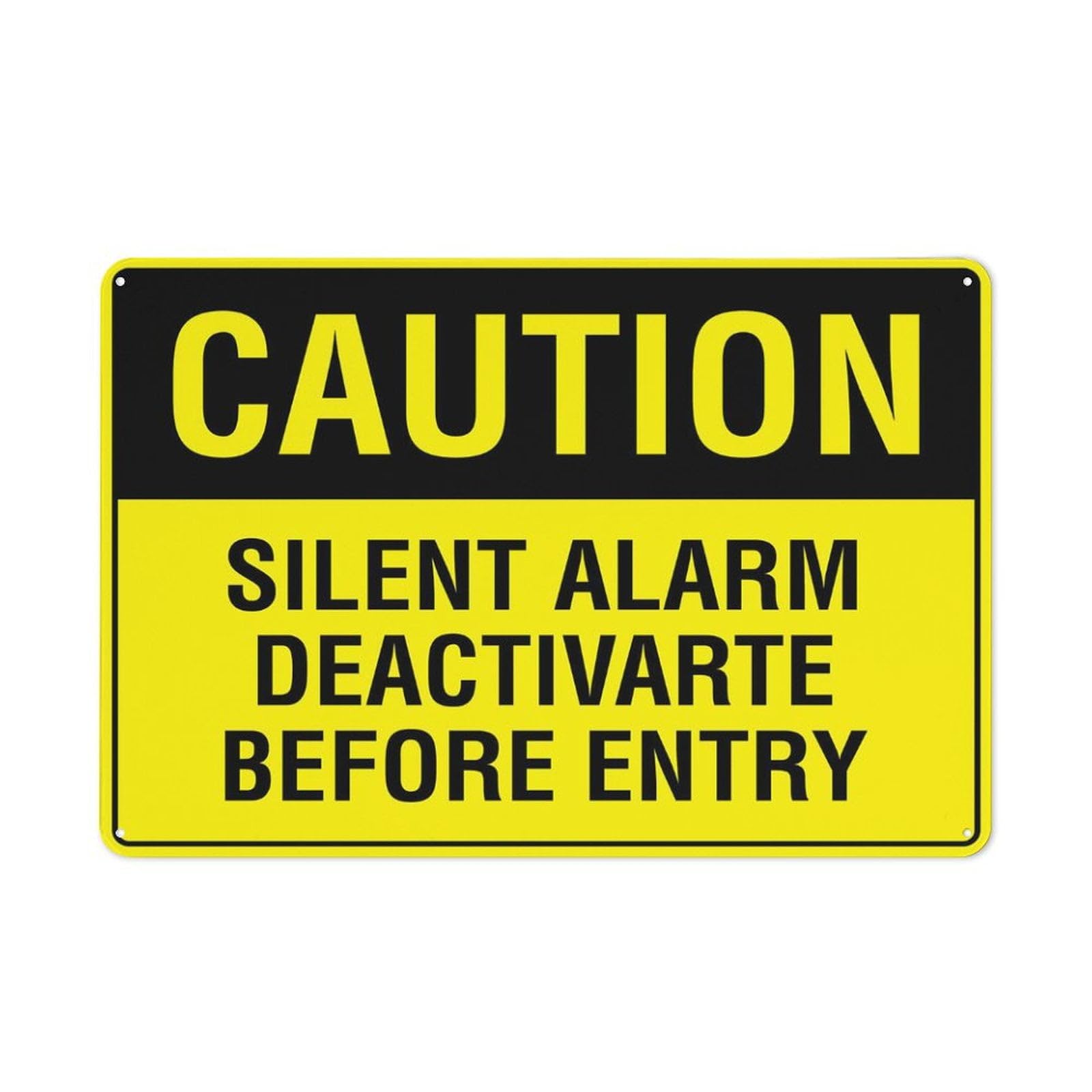 Peiyeety A09 Caution Silent Alarm Deactivarte Before Entry Sign Outdoor Signs Aluminum 12X8 Inch Uv Ink Printed For House And Business