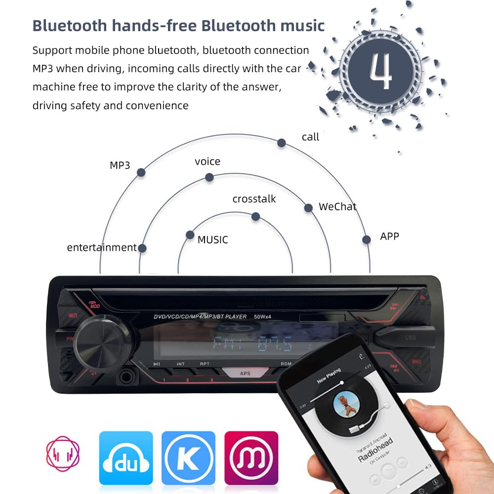 Autoradio Panneau détachable stéréo 1 DIN 12V Radio FM MP3 MP3 Bluetooth CD VCD Récepteur multimédia pour Voiture USB USB