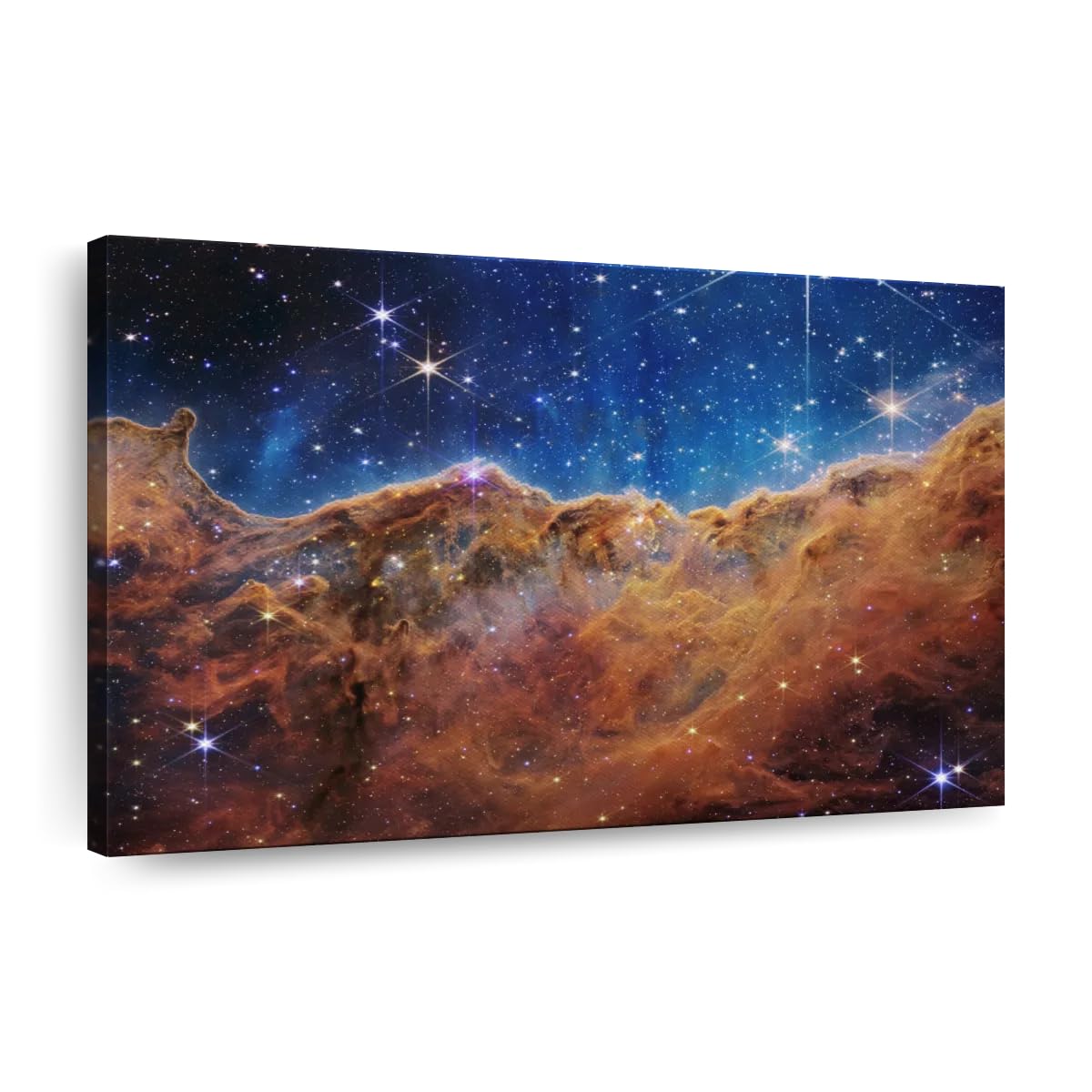 ElephantStock James Webb's Carina Nebula Wall Art - Horizontal Wrapped Canvas - 1-Piece Living Room Wall Decor - Photographic Canvas Print - Brown and Blue Decor for Wall by NASA - 51