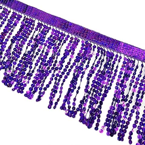 Lauthen.S 9.8 Yards Sequins Fringe Trim, 6 Inch Sequin Tassels Sewing Trim for DIY Craft Latin Dress Clothing Embellishment Purple Cover
