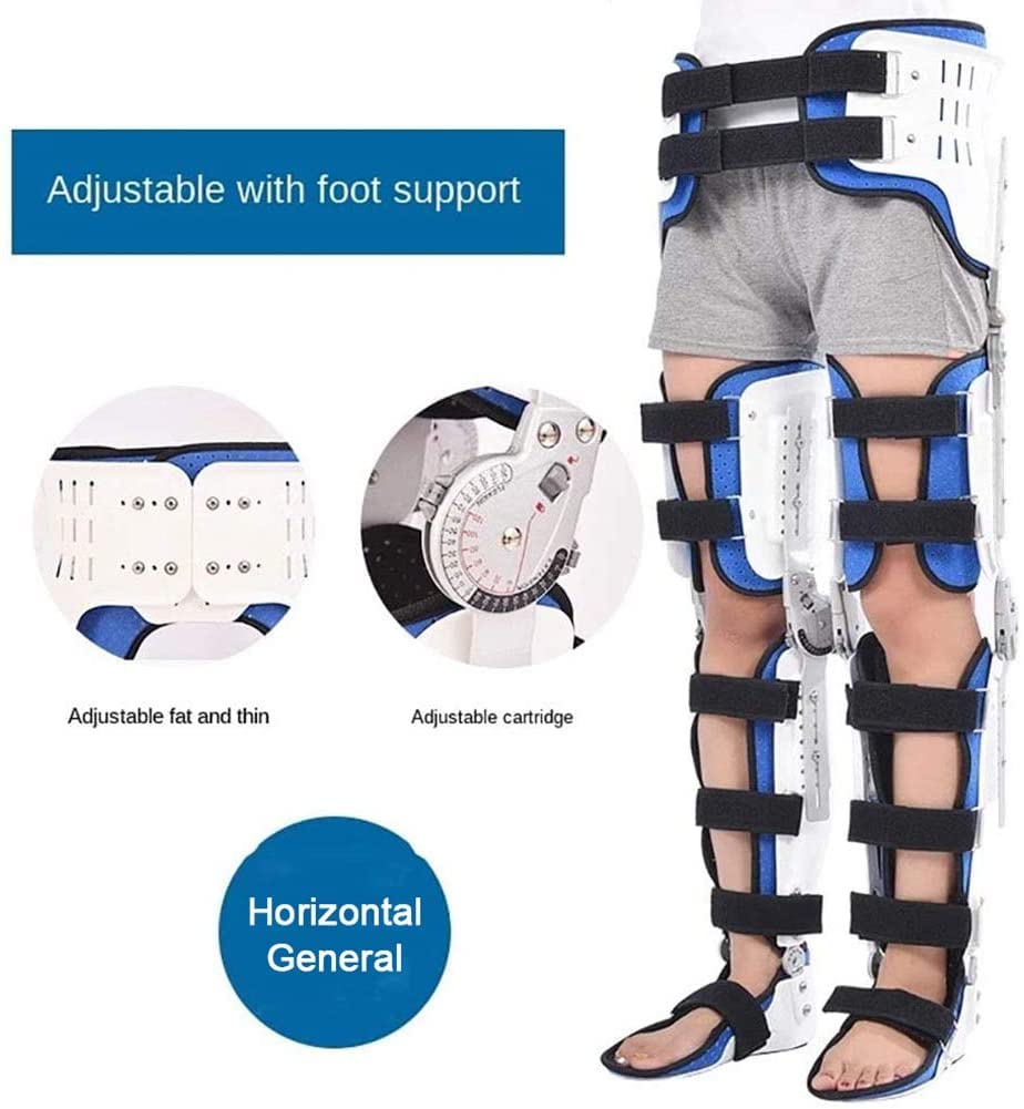 Orthèse de fixation hanche-genou-cheville-pied, orthèse articulée réglable pour genou et hanche, orthèse pour fracture de jambe et de pied des membres inférieurs, Droite-M (Gauche S) (Droite S)