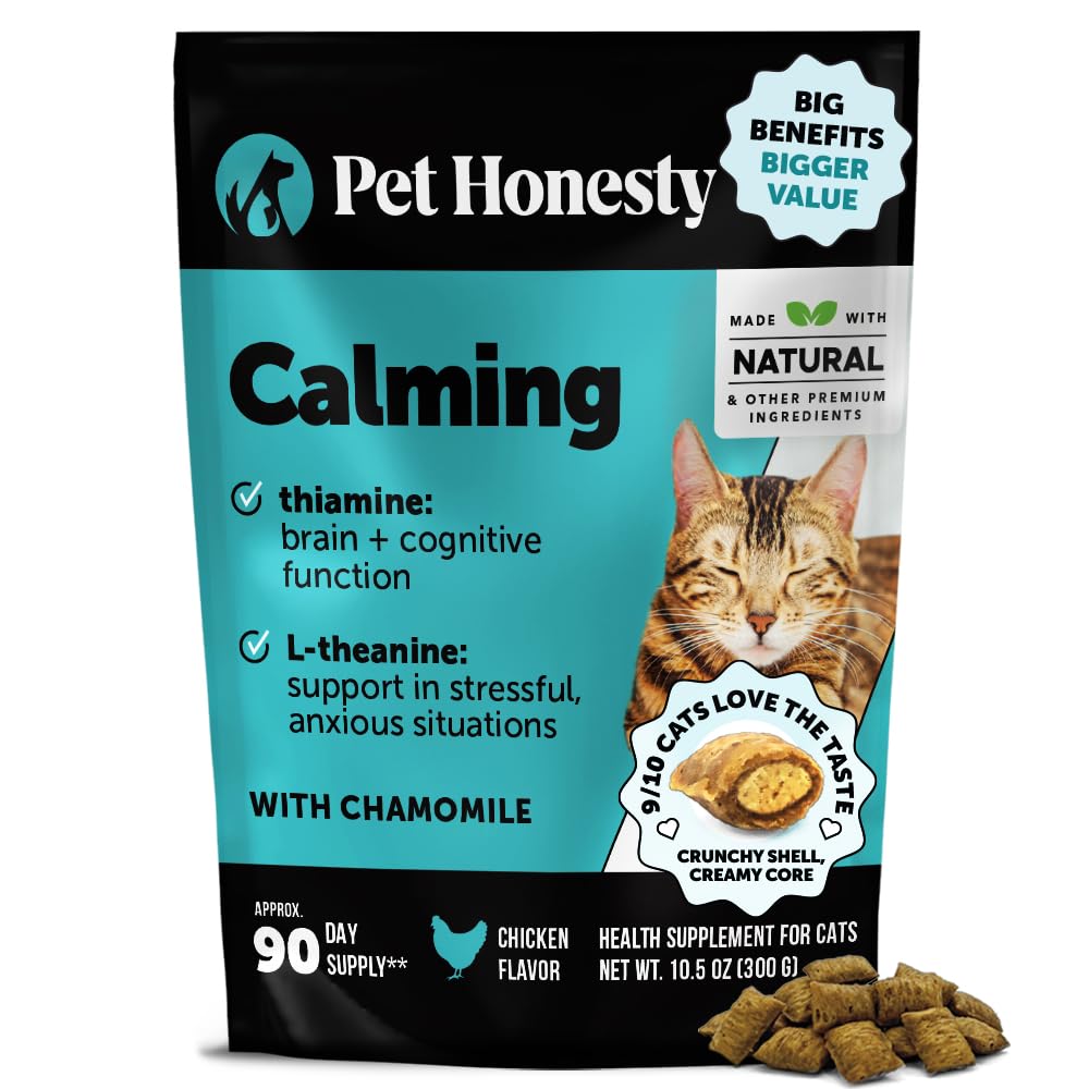 Calming Chews for Cats - Cat Anxiety Relief + Helps Reduce Stress - Behavioral Support & Promotes Relaxation for Travel, Boarding, Vet Visits, Separation Anxiety - Chicken (90-Day Supply)