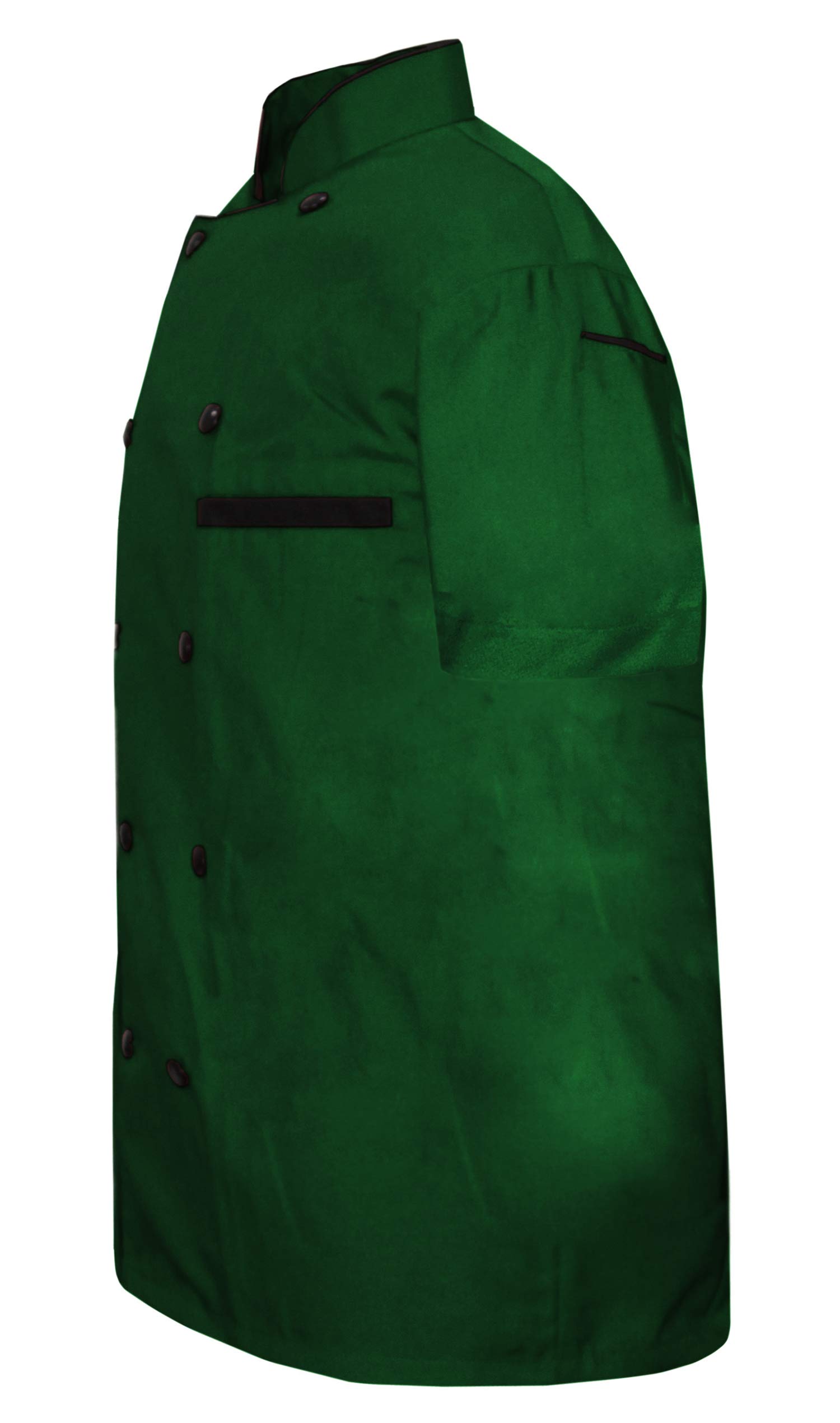 INFOHANDMADE Modeling Men Chef Jacket Half Sleeves in Green Color Chef Coat with Free Cap