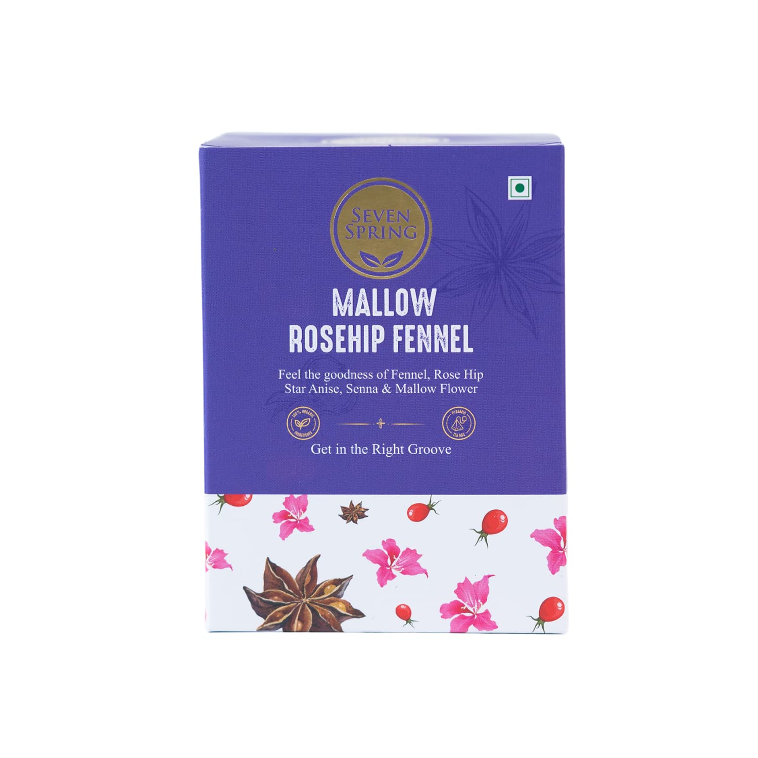 Seven Spring Soothing Mallow Rosehip Fennel | Eases Stomach Ache | Relieves Constipation | Improves Immune System | 90 Cups | 30 tea bags