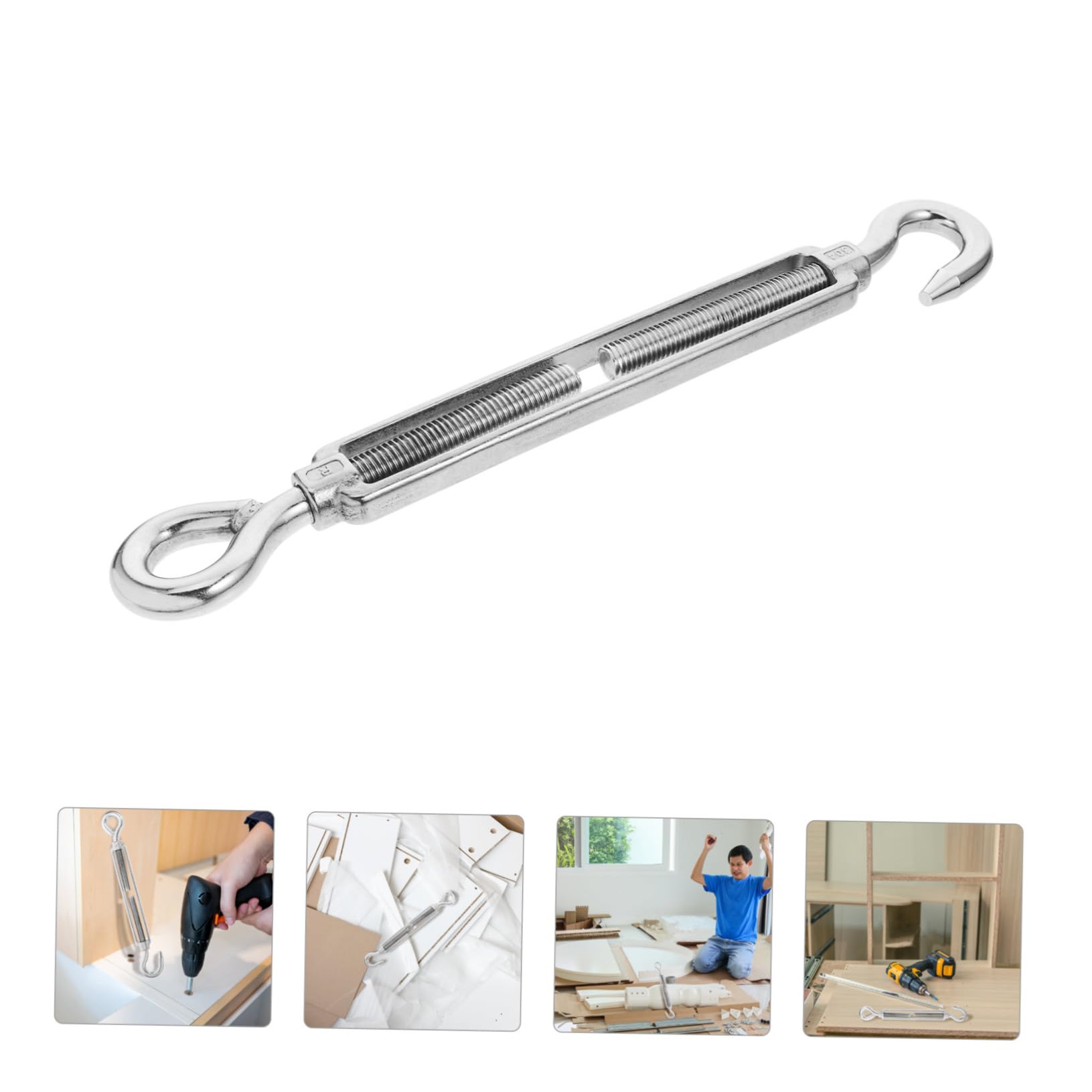 Homoyoyo Tenditore a Corpo Aperto in Acciaio Inox per Rigging | Argento, Serraggio Sicuro e Componente Removibile, Adatto a Progetti DIY e Miglioramenti Domestici