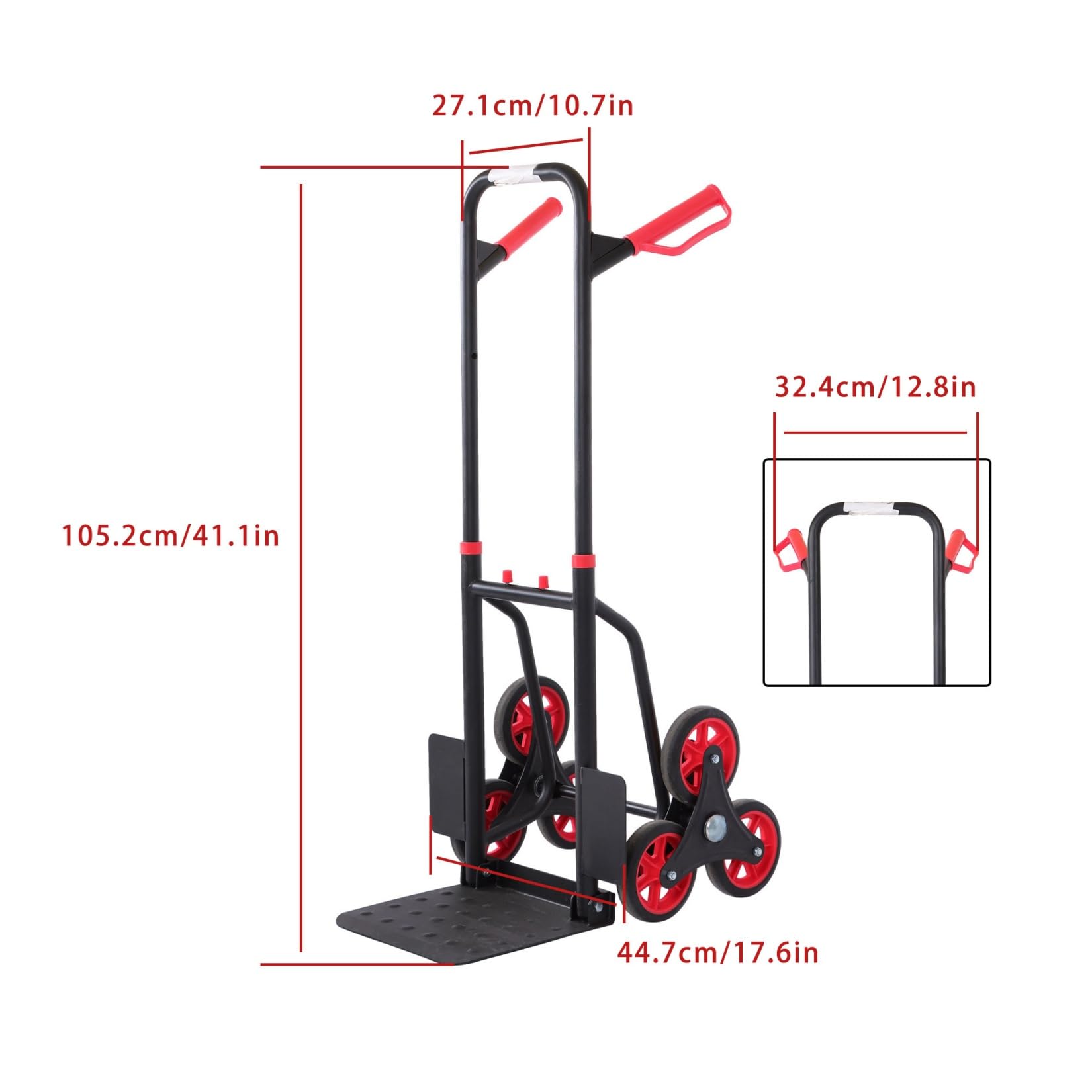 findmall Heavy Duty 440lb Stair Climbing Hand Truck Folding Dolly Cart with 6 Wheels Thickened Steel Frame and Telescoping Handle