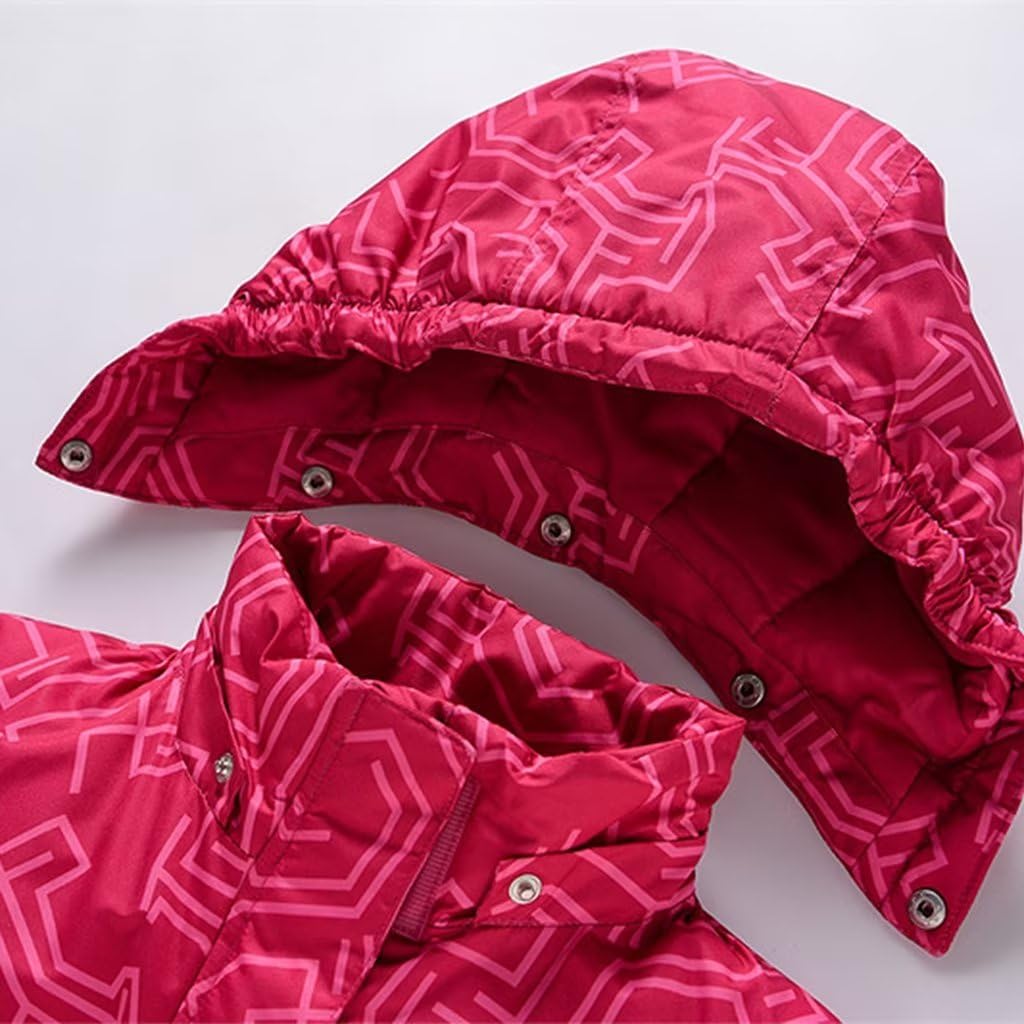 linboo Unisex Kinder Einteiliger Schneeanzüge/Skioverall mit Kapuze Wasserdicht Schneeoverall Verdickte Warm Outdoor Skianzüge Snowboard für Jungen Mädchen