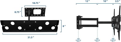 Miniatura 8 de Mount-It! Soporte de pared articulado para TV de perfil bajo, diseño de movimiento completo para pantallas LCD LED 4K de 32 a 60 pulgadas, capacidad