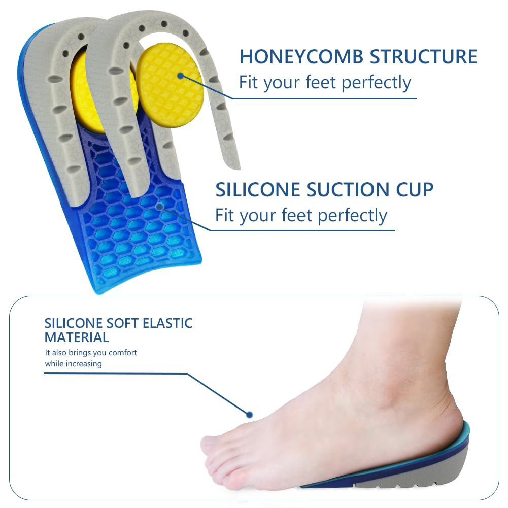 Aomig Plantillas Altura Hombre Alzas Zapatos Aumento Altura Soporte Talón Amortiguación