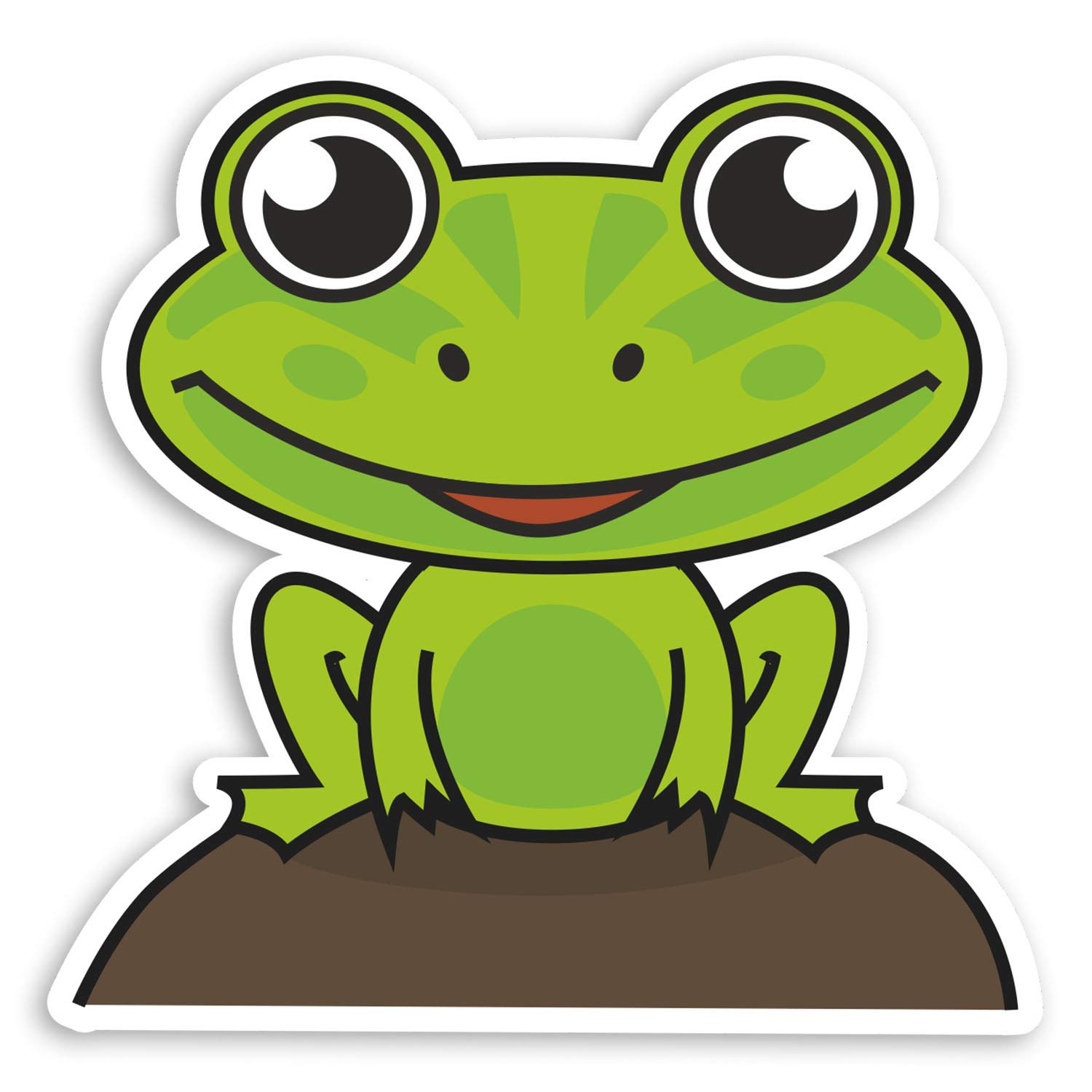 Destination Vinyl Ltd Multi 2 X 10Cm Green Frog Vinyl Stickers - Kids Cartoon Cute Laptop Sticker #20791 (10Cm Wide)