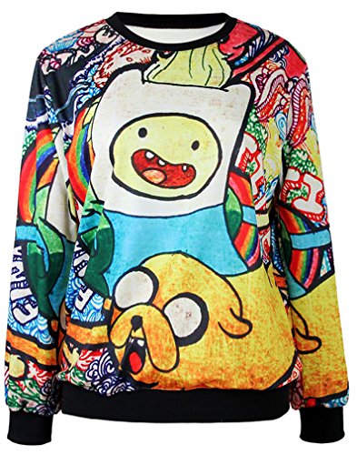 Thenice Women's Digital Print Pullovers Sweatershirts Adventure Time