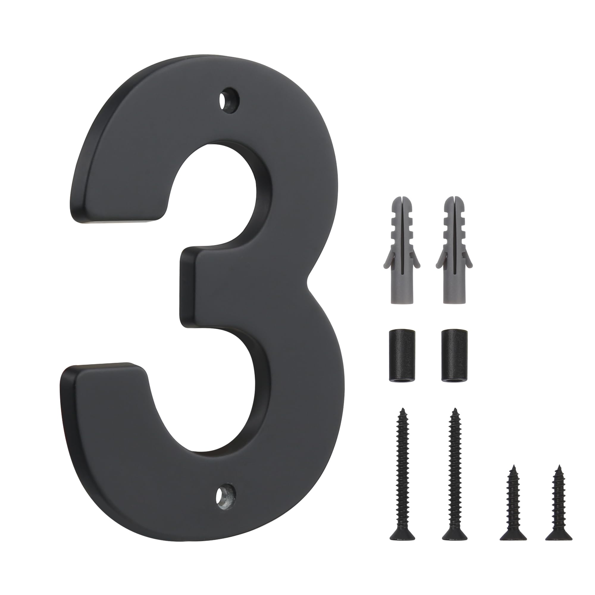 HASWARE Floating House Number Sign for Home - 5 Inch Modern Numerous Easy DIY Installation for Post Street (Black, 3)