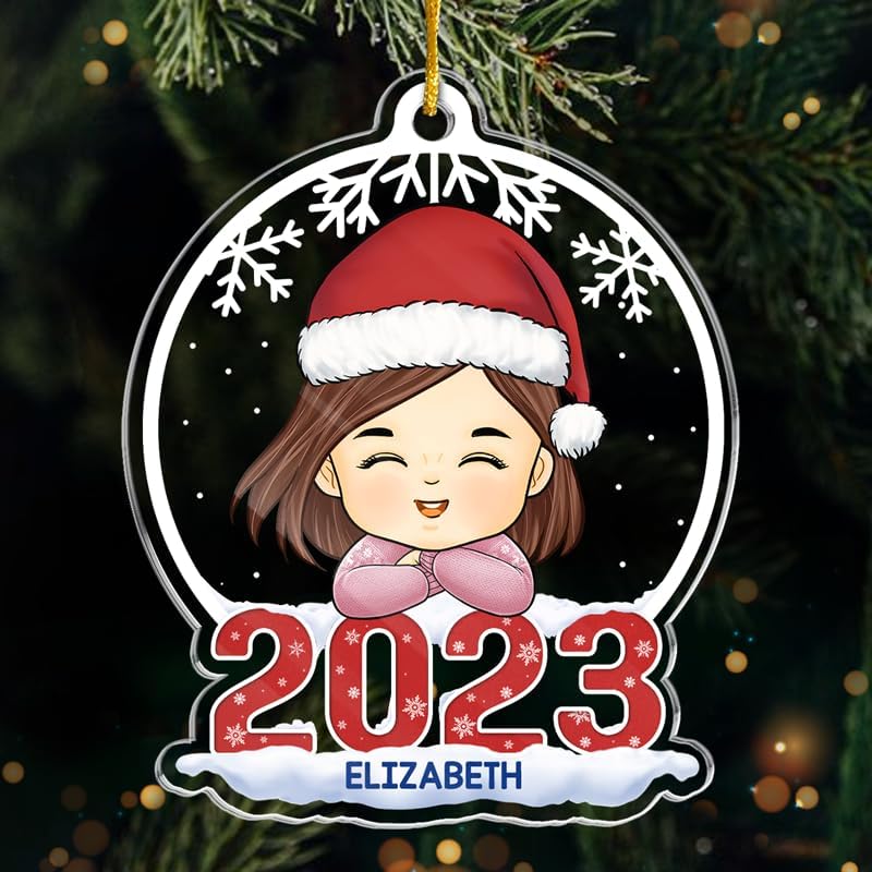 Pawfect House Adornos de Navidad con forma de globo de nieve, adorno familiar personalizado 2023 para niños, decoraciones de Navidad, Navidad para