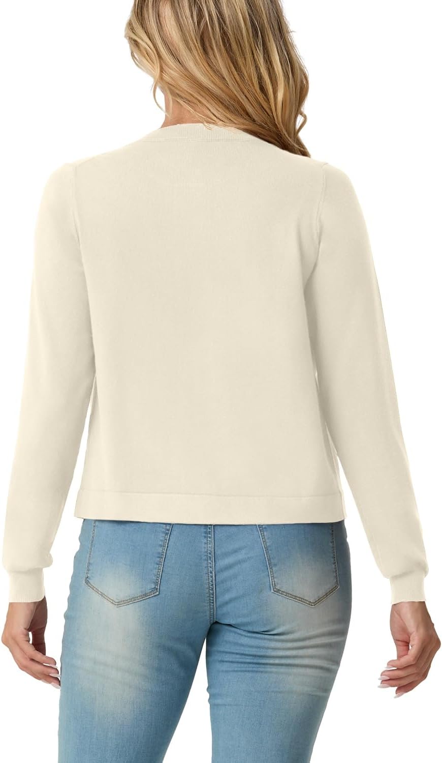 GRECERELLE Women's Long Sleeve Open Front Lightweight Knit Cropped Cardigan Sweater Shrugs, S-2XL - Image 3