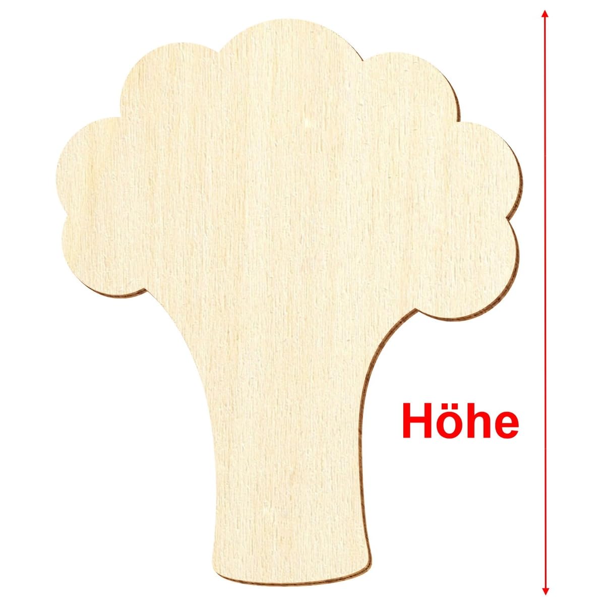 Holz Brokkoli - Deko Zuschnitte 3-50cm, Größe:31cm, Pack mit:10 Stück