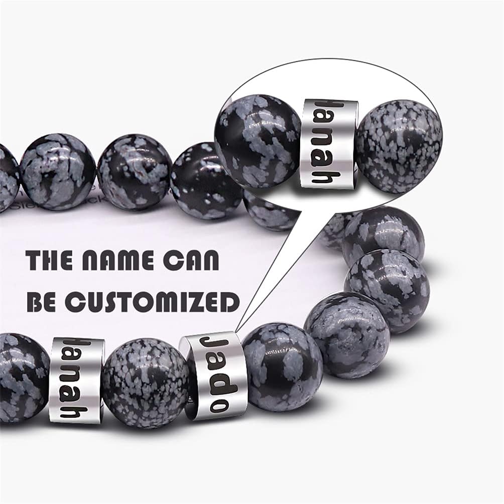 ORFAN Custom Bead Bracelet with Name Personalized Stone Bead Bracelet for Men Chakra Stone Bracelets Personalized Bead Bracelet Men Customized Tiger Eye Lava Bracelet Men