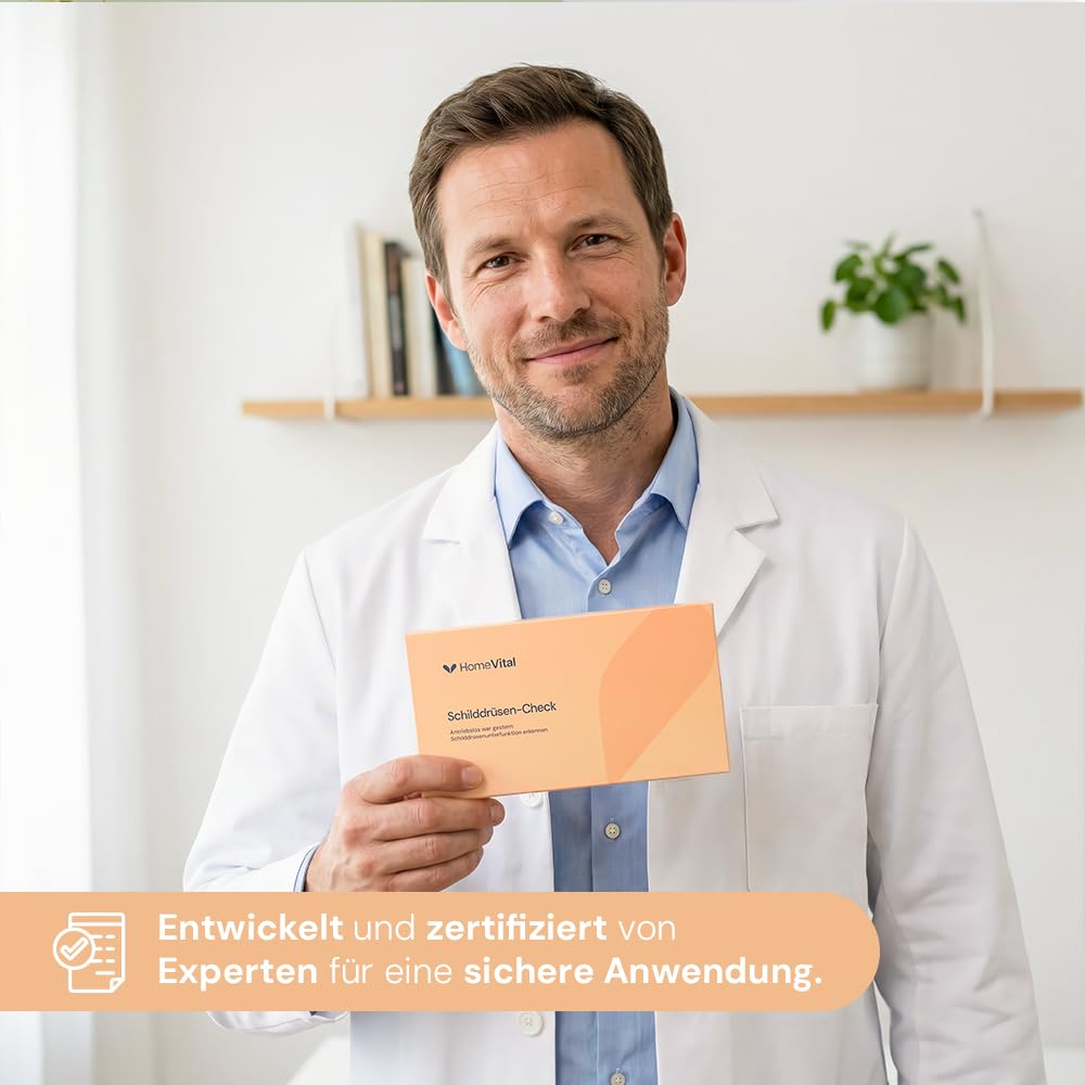 Schilddrüsen Selbsttest für Zuhause - TSH Schnelltest per Blut mit Ergebnis in 10 Minuten I Selbsttest zur Orientierung bei Müdigkeit, Kältegefühl & typischen Anzeichen
