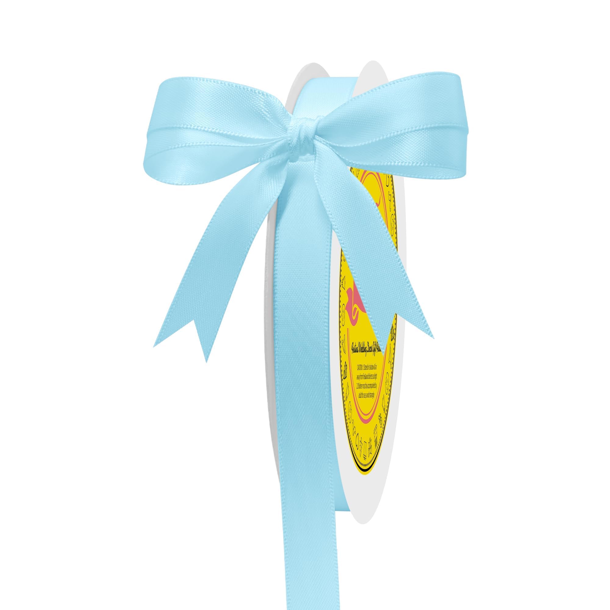 Double Face Light Blue Satin Ribbon 1/2 inch X 50 Yards Polyester Light Blue Ribbon for Gift Wrapping Very Suitable for Weddings Party Invitation Decorations and More