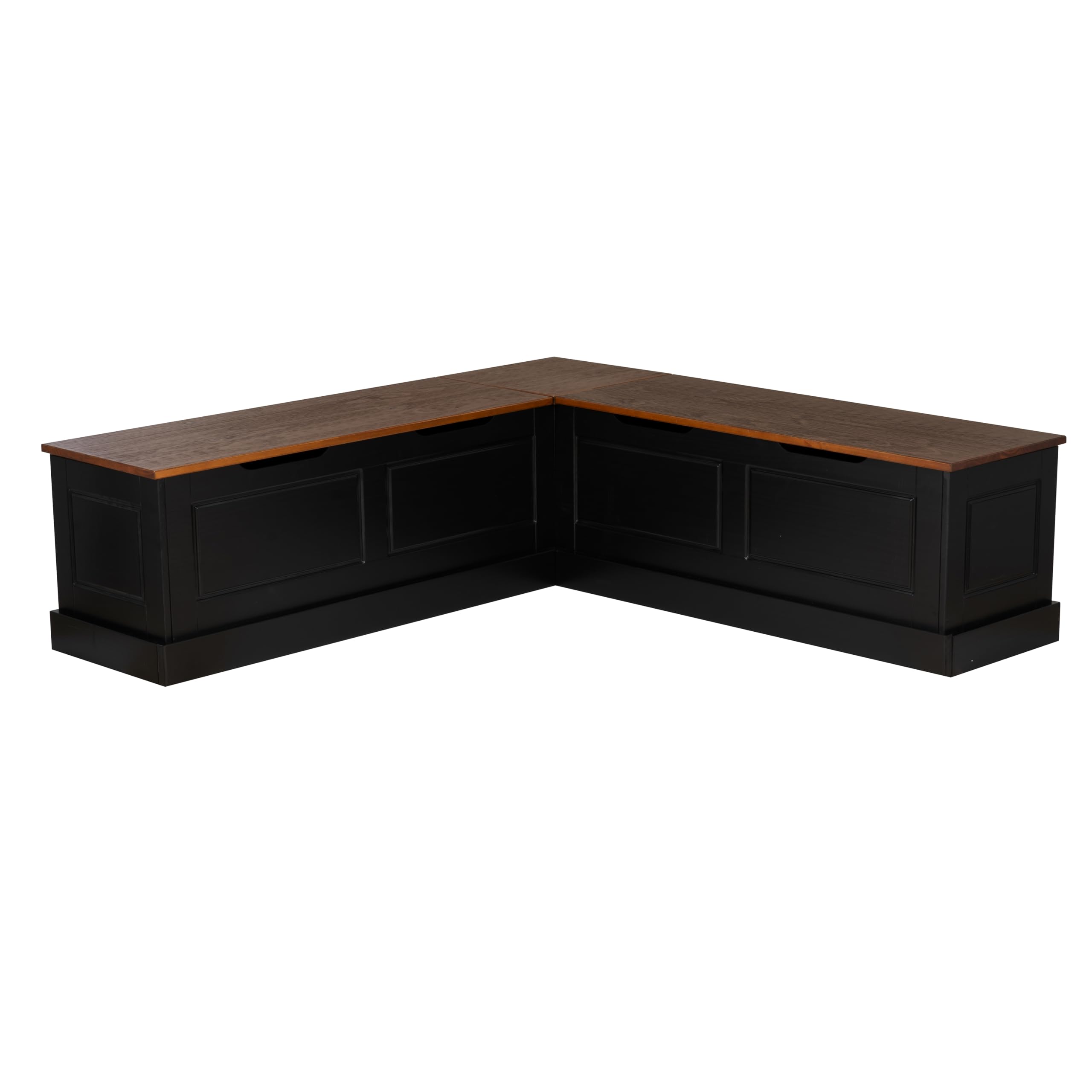 Linon Harris Black and Walnut Backless Kitchen Dining Nook with Hidden Storage Bench Space