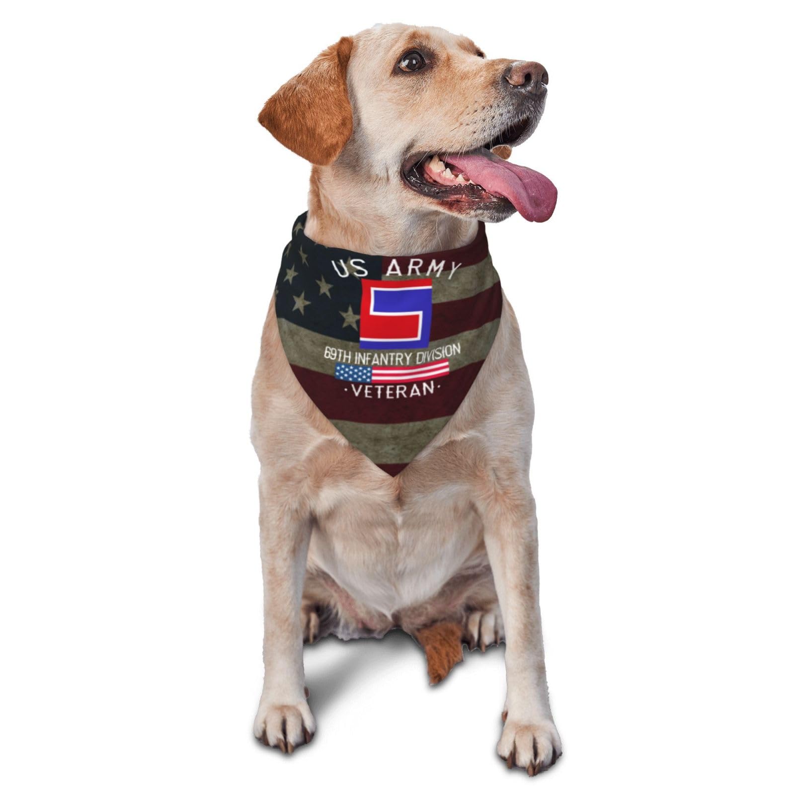 US Army 69th Infantry Division Veteran Dog Scarf Pet Bandana Cat Pet Bibs