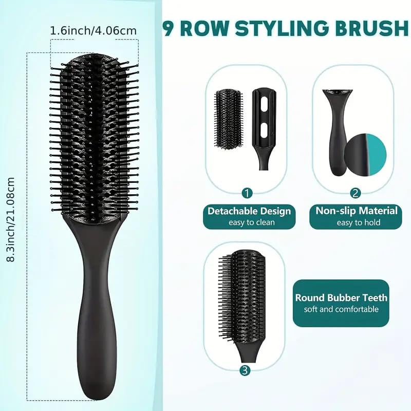 VIZARO Hair Brush for Women and Men, 5Pcs Paddle Brush Detangling Brush Hair Comb Set for Long Thick Thin Curly Hair, Hairbrush Great On Wet or Dry, No More Tangle 2