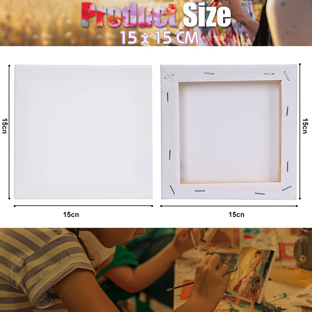 Tele Per Pittura 15x15cm - 16 Pezzi, Cotone 100%, Preinate, Per Acrilico E Olio - Foto 4