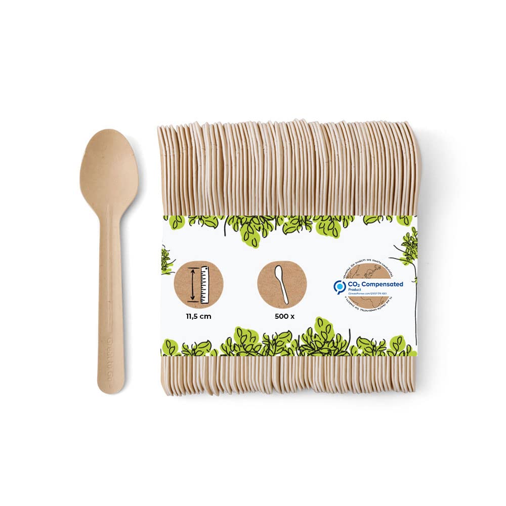 BIOZOYG Cuchara papel de 11,5 cm marron I Cucharas catering de papel,estable, respetuoso con el medio ambiente y sin plástico I Cubiertos de snack para camiones de comida I Cucharas fiesta 500 piezas