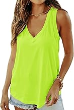 ELFIN Damen V-Ausschnitt Tank Top Ärmellos Sommer Basic T-Shirts Casual Oberteile Tunika Tops
