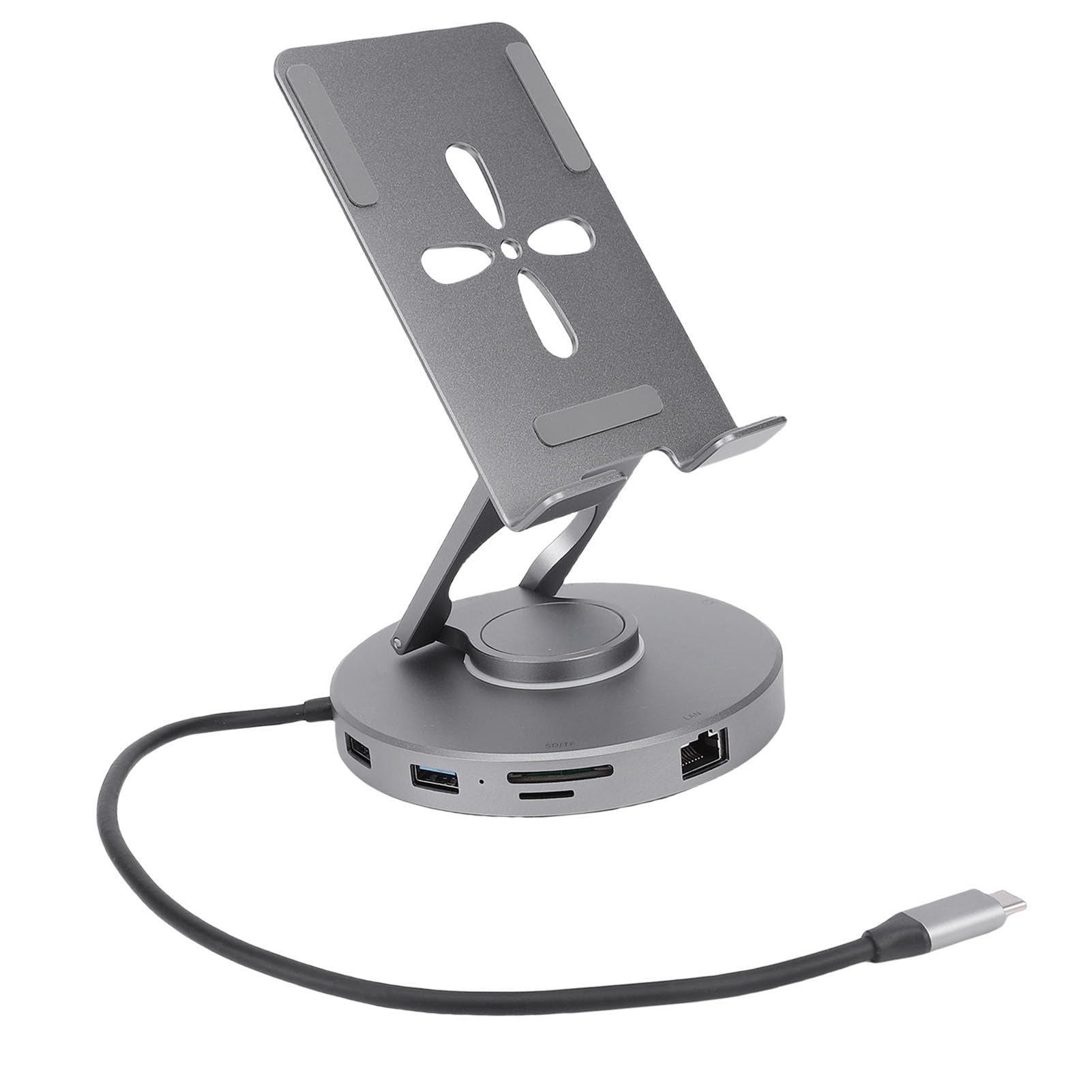 Hidyliu Supporto per Tablet Regolabile con Hub USB C 4K 10 in 1 per Dispositivi IOS e Lega di Alluminio