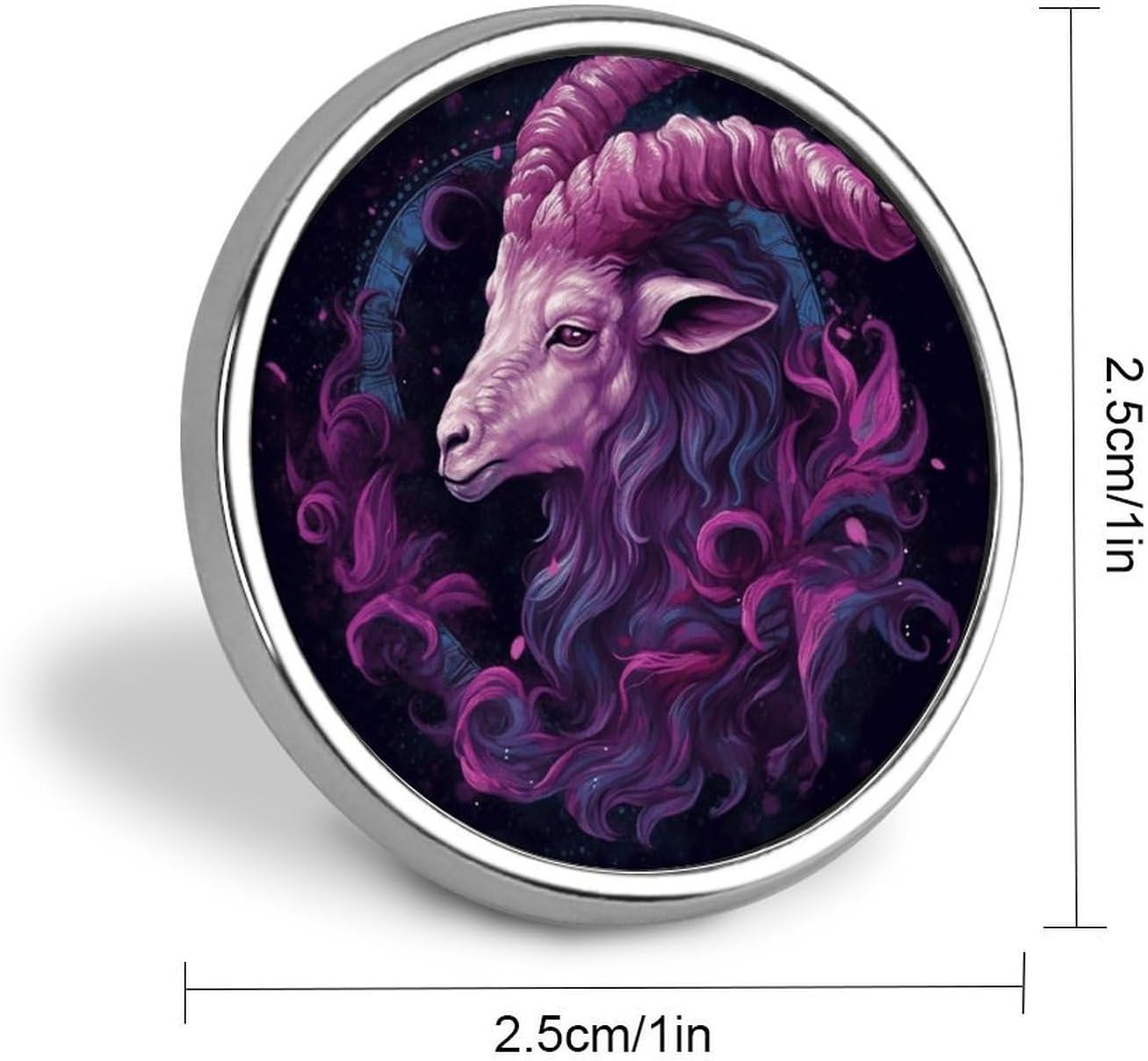 Round Metal Lapel Pin, Aluminum Alloy, Capricorn image 2