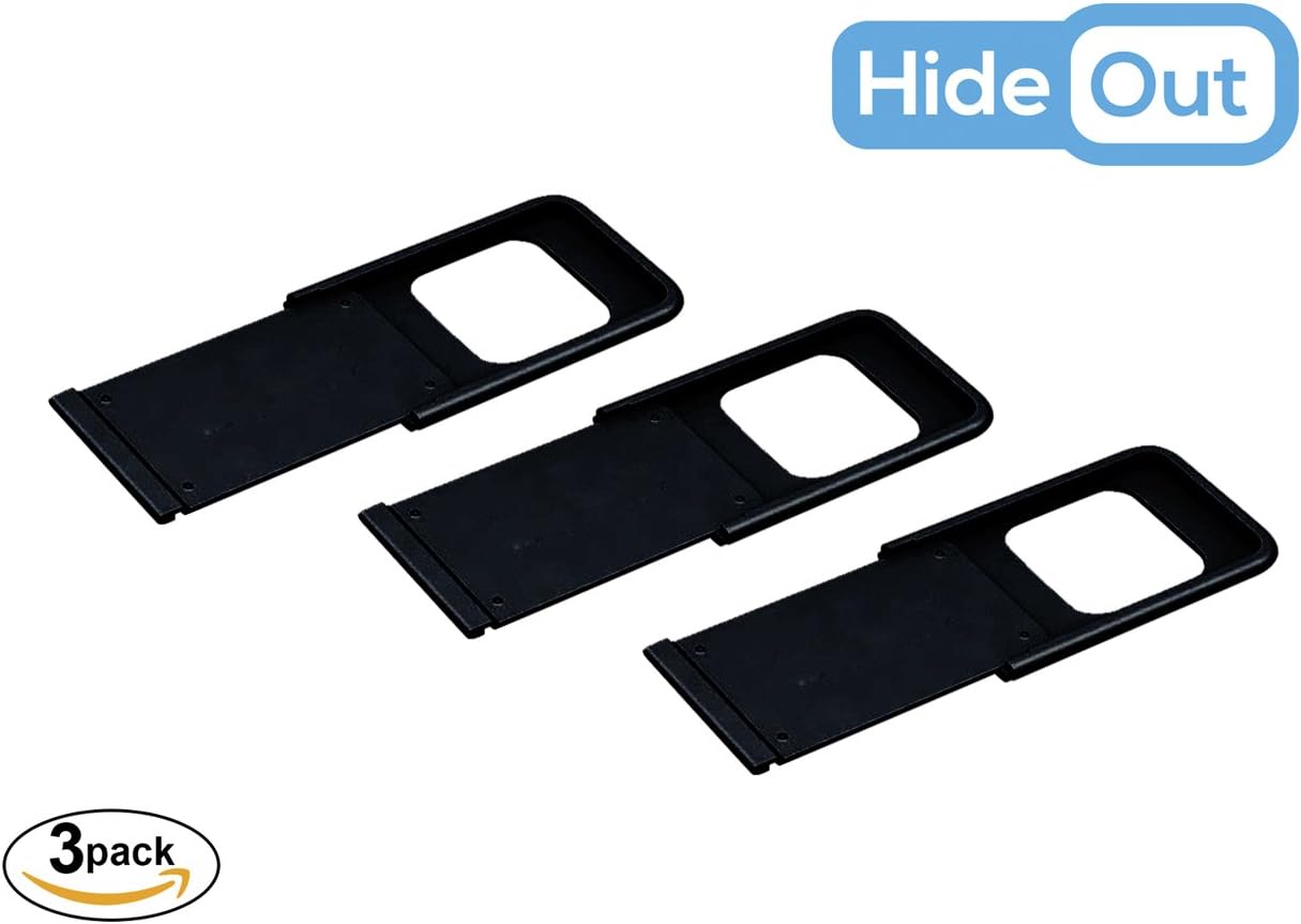 HideOut Webcam Privacy Cover - Ultra Thin Aluminum (Black 3-Pack)